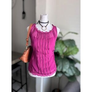 Ann Taylor Pleated Ruffled Tank Top Size 10